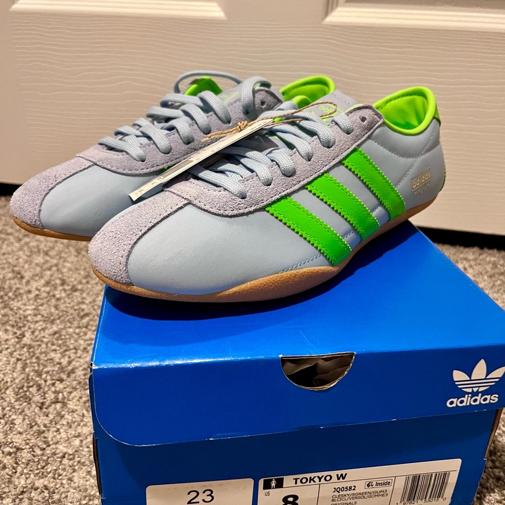 Adidas Tokyo Light Gray and Neon Green Sneakers